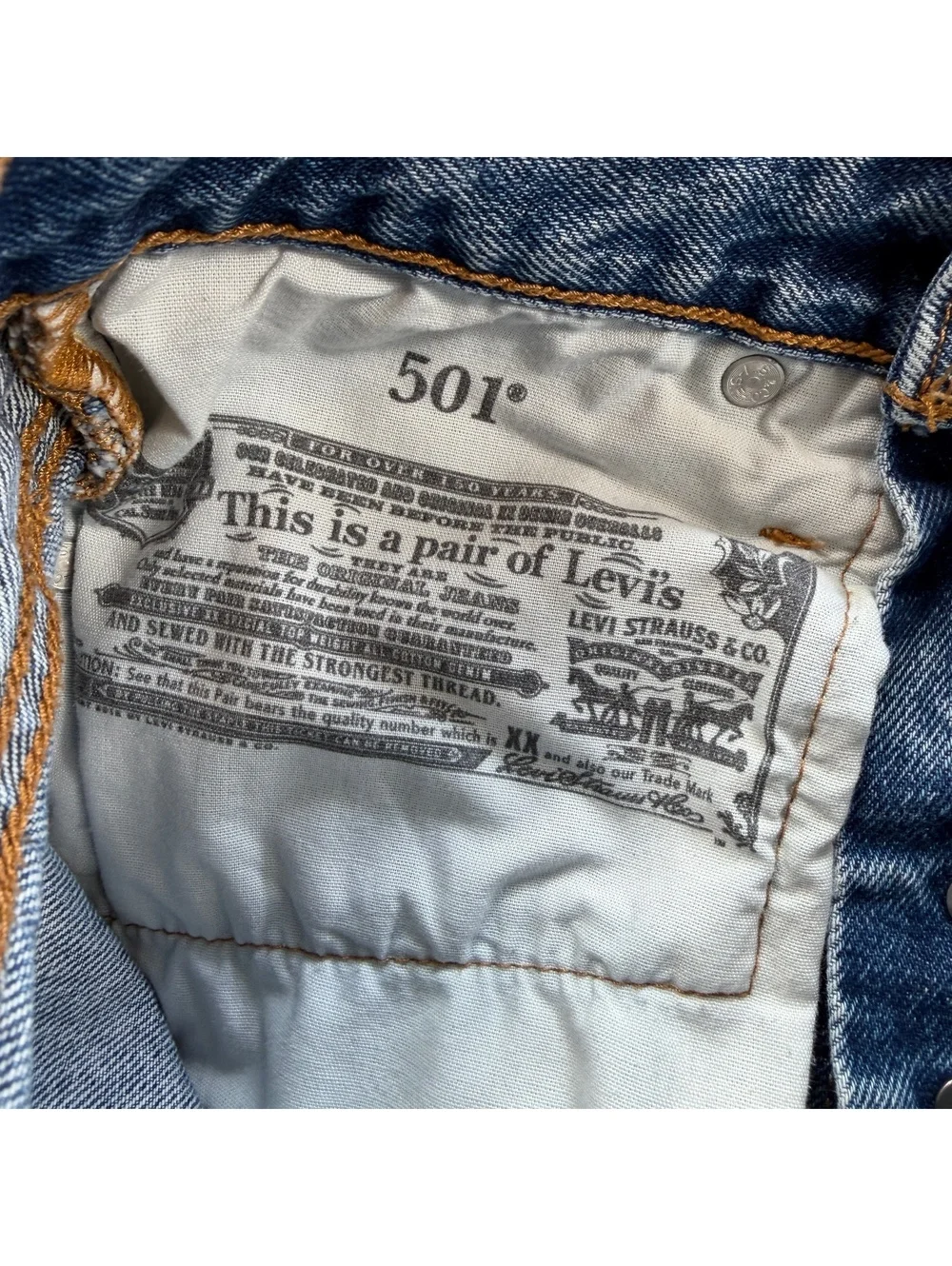 Levi’s Premium 501 Women’s W24 Blue Denim High Rise Distressed Cutoff Shorts